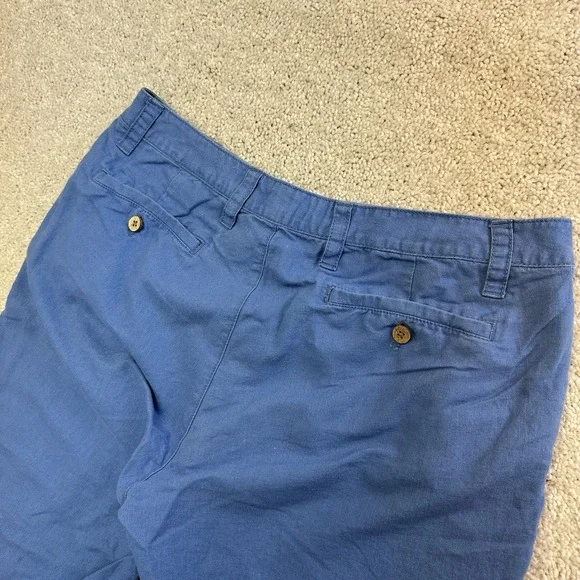 Tailor Vintage Chino Shorts Men's Size 34 Blue Linen Cotton 9 Inch Inseam - Picture 3 of 7